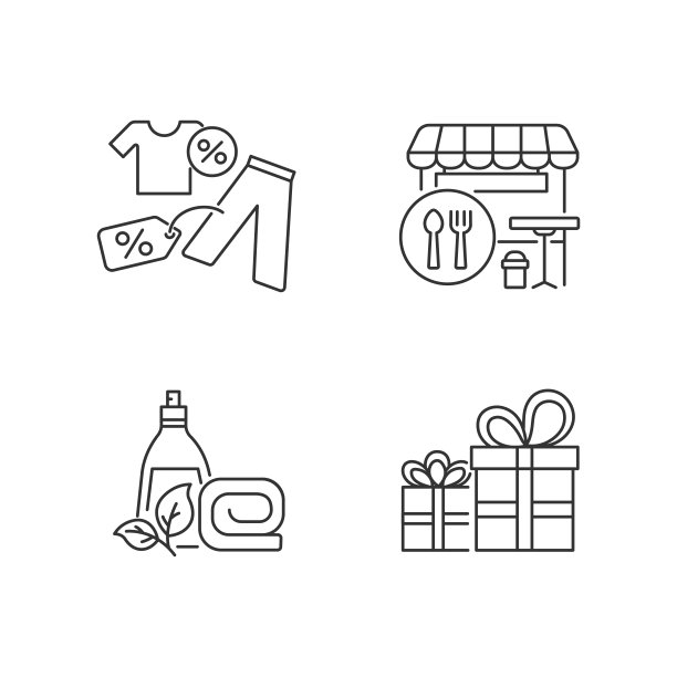 超市产品像素完美线性图标集图片下载