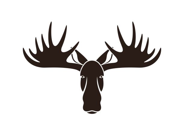 麋鹿头标志。孤立的驼鹿头在白色的背景。麋鹿图片下载