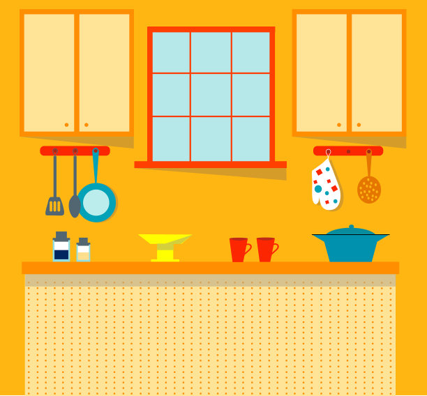 厨房interier。耳套，窗户，厨房用品图片下载