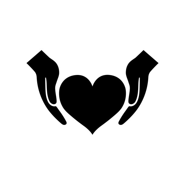 心形图标，心和手，友谊，爱情图标孤立在白色背景上图片下载