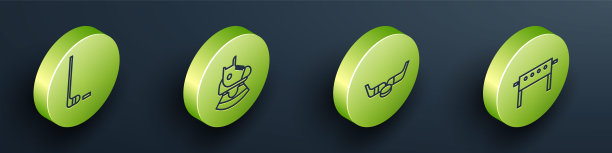 2.5D冰球棒和冰球、溜冰鞋、冰球棒和冰球及冰球桌图标集矢量素材图片下载