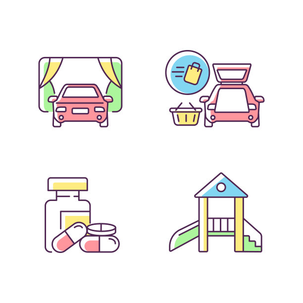 商场产品和服务的RGB颜色图标设置图片下载