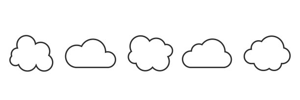 矢量黑色轮廓云图标隔离在白色背景上。图片下载