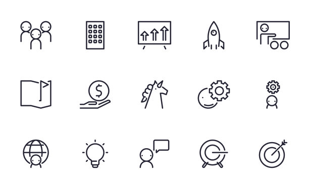 一组启动矢量图标插图图片下载