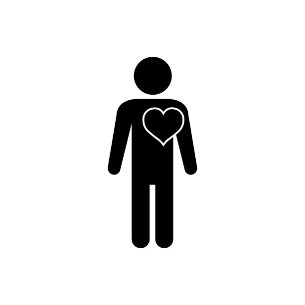 人的图标，心和手，友谊，爱情图标孤立在白色的背景图片下载