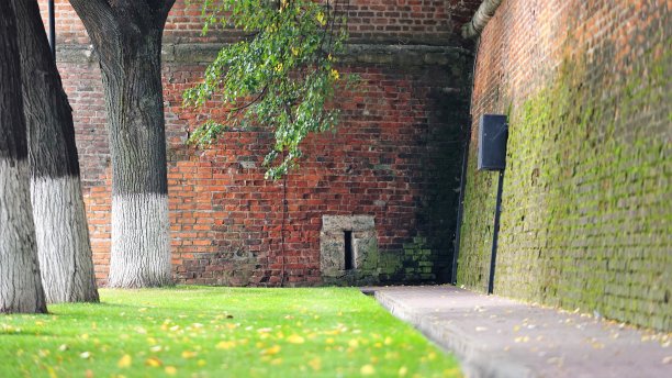 砖和苔藓的克里姆林宫墙图片下载