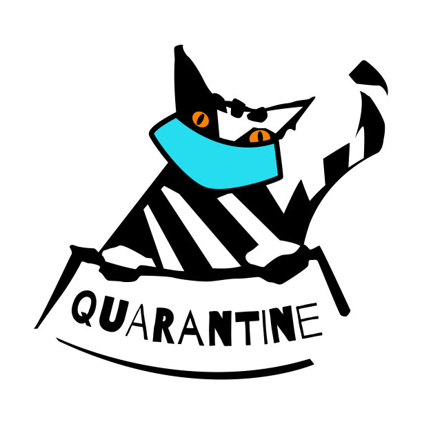 猫在口罩标志检疫图形徽章图片下载