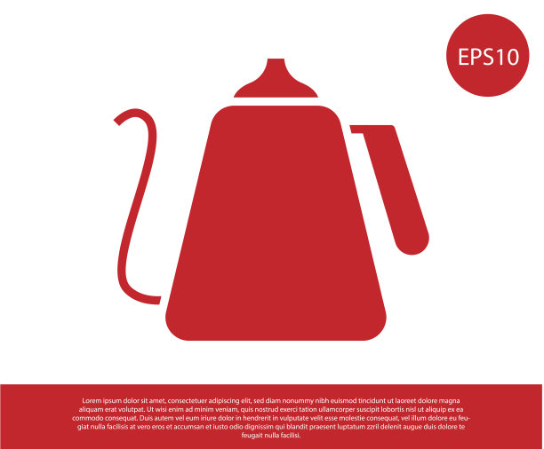 红色水壶与手柄图标隔离在白色图片下载