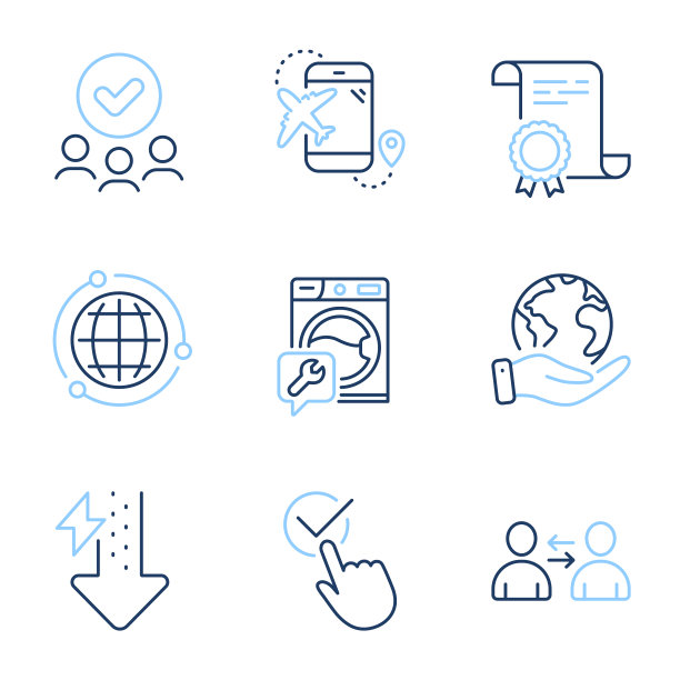 洗衣机能源下降和地球图标设置图片下载