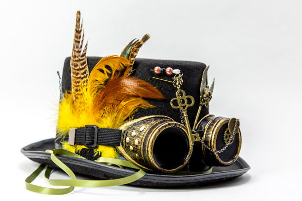 蒸汽朋克风格的带护目镜的大礼帽图片下载