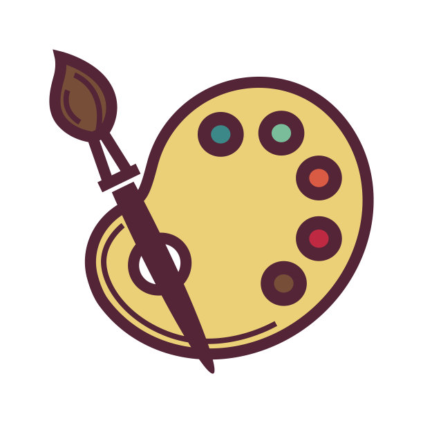 调色板和画笔隔离图标绘画工具或图片下载