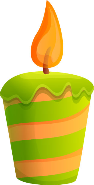 绿色条纹蜡烛图标卡通风格图片下载