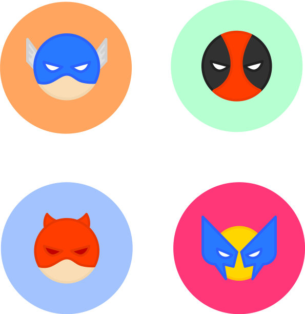 平坦的超级英雄图标平坦的字符图片下载