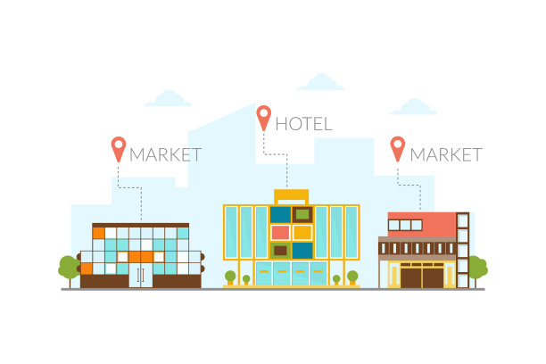 市场酒店建筑现代城市景观设计图片下载