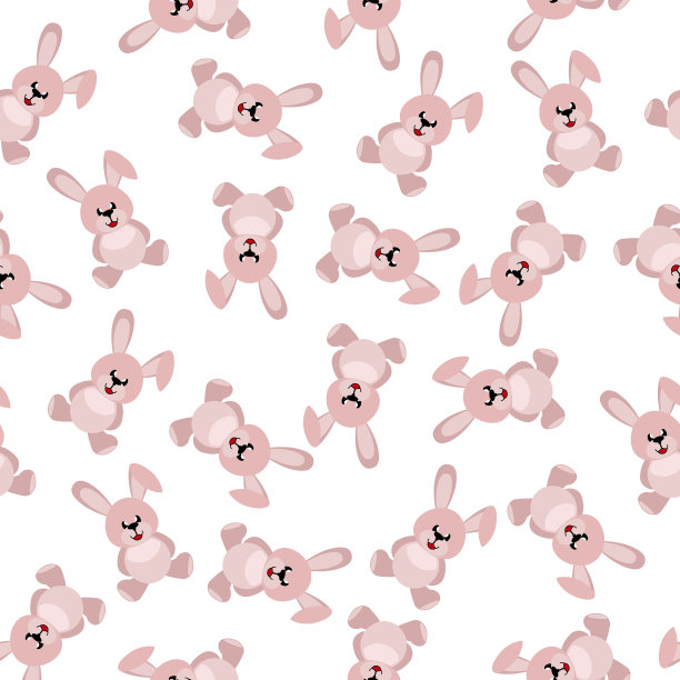 无缝图案与玩具兔子的设计和图片下载