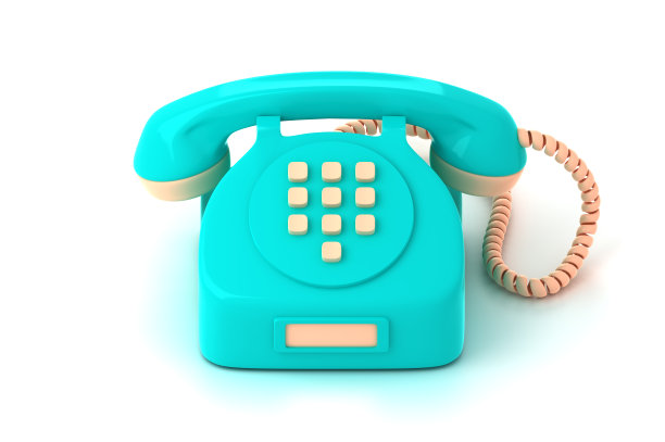 前视图的固定电话与按钮3d渲染插图图片下载