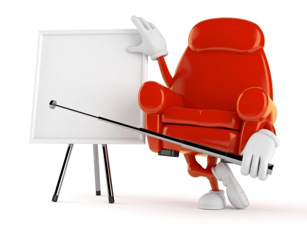 扶手椅人物与空白白板图片下载