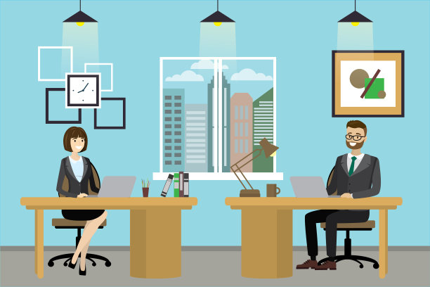 两个卡通办公室职员图片下载