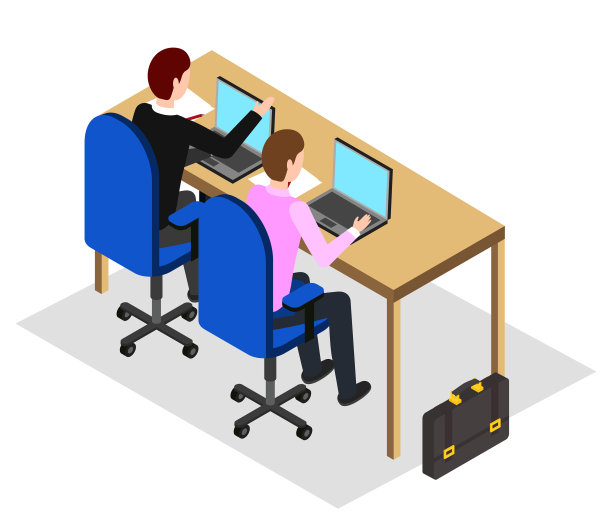 和使用笔记本电脑的同事一起工作图片下载