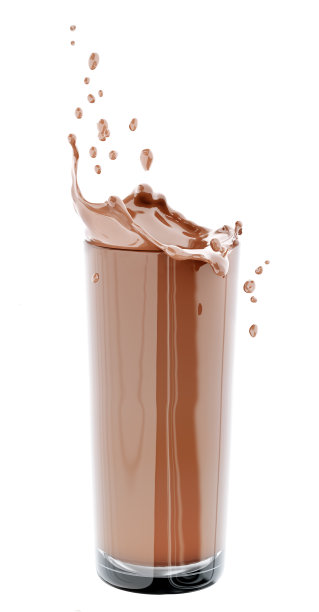 巧克力飞溅的玻璃，食物和饮料插图，独立的3d渲染图片下载
