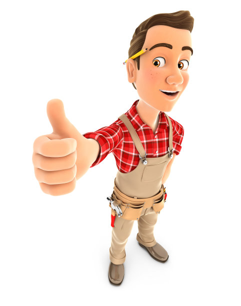 3d杂工站着竖起大拇指图片下载