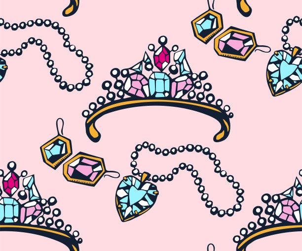 矢量背景手绘珠宝。手绘墨水插图。现代装饰背景。矢量模式。印刷纺织品，布料，壁纸，剪贴簿图片下载