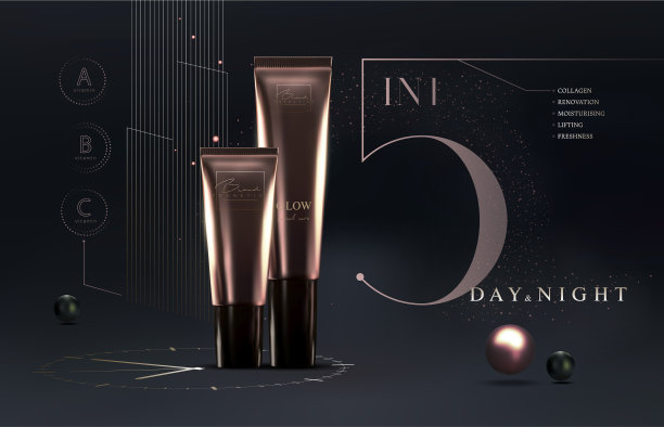 优雅的金色化妆品奢侈品背景图片下载