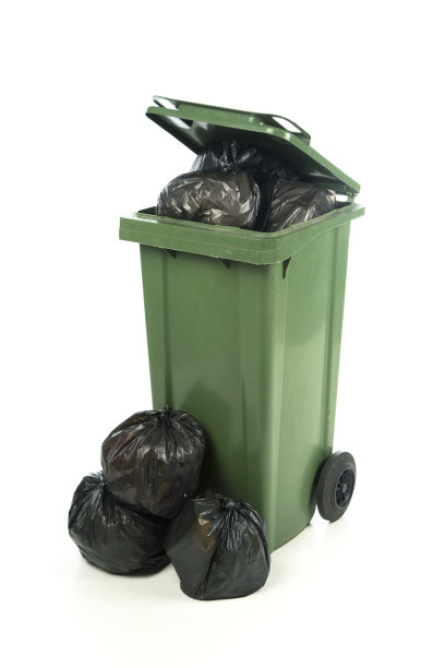 有轮子的绿色大垃圾桶图片下载