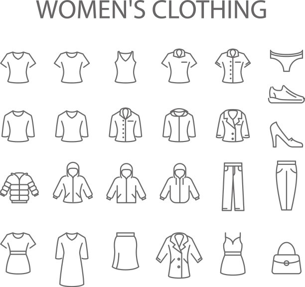 妇女服装图标-设置妇女服装图片下载