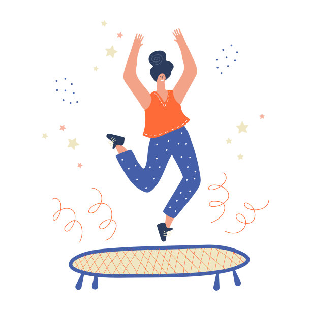 在蹦床上跳的女人图片下载