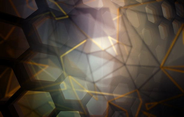 3D科学背景渲染与六边形几何形状在柔和的颜色图片下载