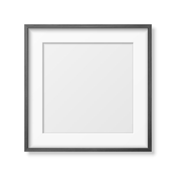 矢量3d现实的正方形黑色木制简单的现代框架图标特写孤立在白色。它可以用于演示。设计模板的模型，前视图图片下载