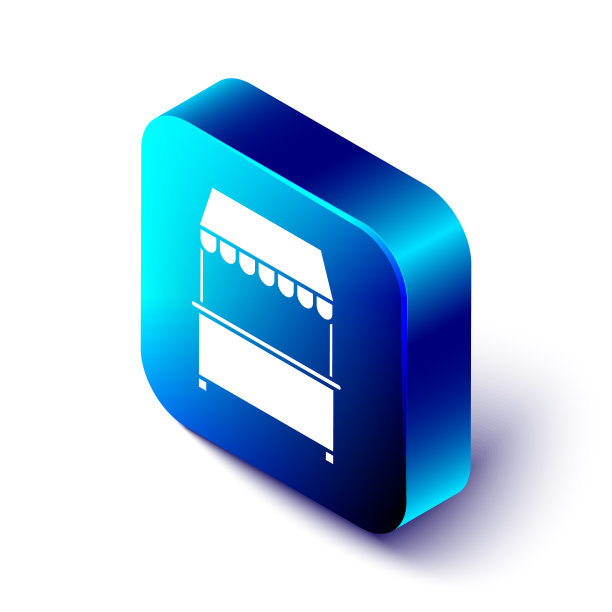 等距街道摊位与遮阳篷和木架图片下载