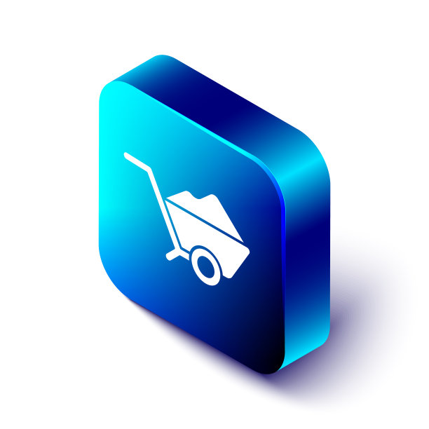 与污垢图标隔离的等距独轮车图片下载