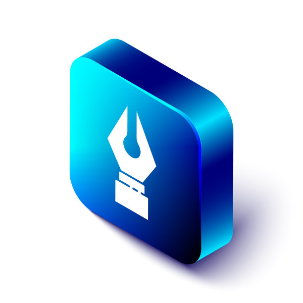 等距钢笔笔尖图标孤立在白色图片下载