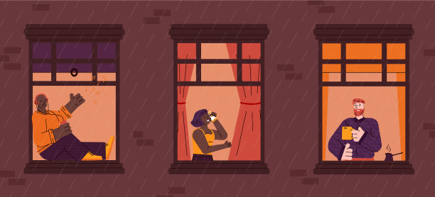 公寓的窗户与邻居的日常生活图片下载