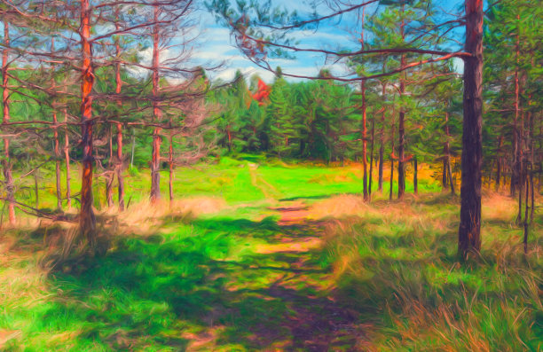 石油山水画图片下载