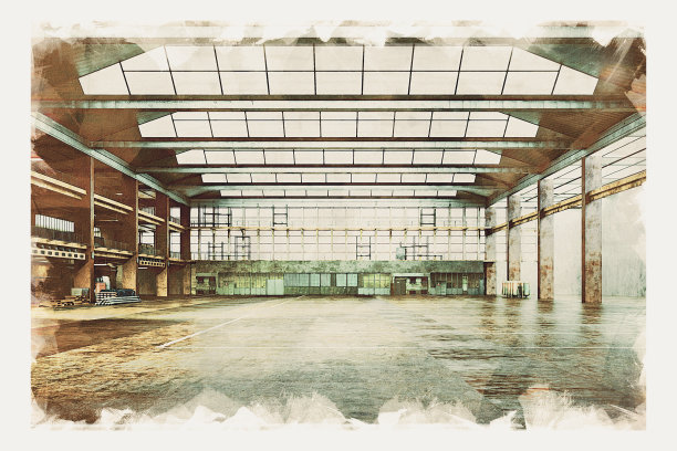 清空复古仓库内部草图与马克笔库存照片图片下载