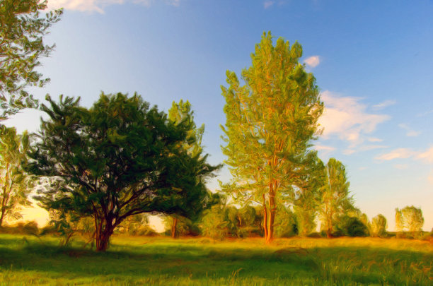 石油山水画图片下载