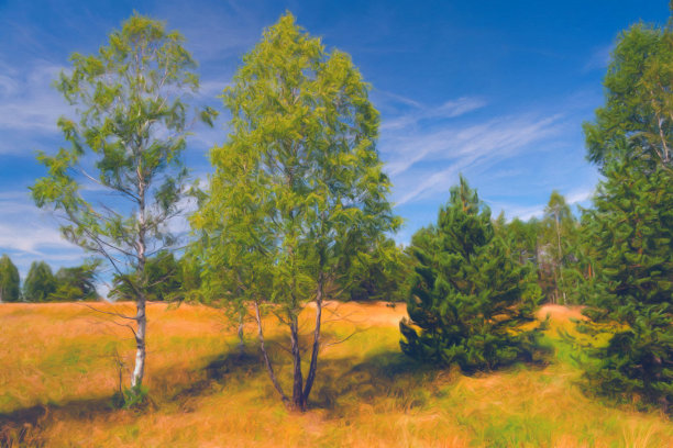 石油山水画图片下载