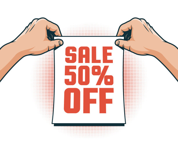 手挂打折促销公告图片下载