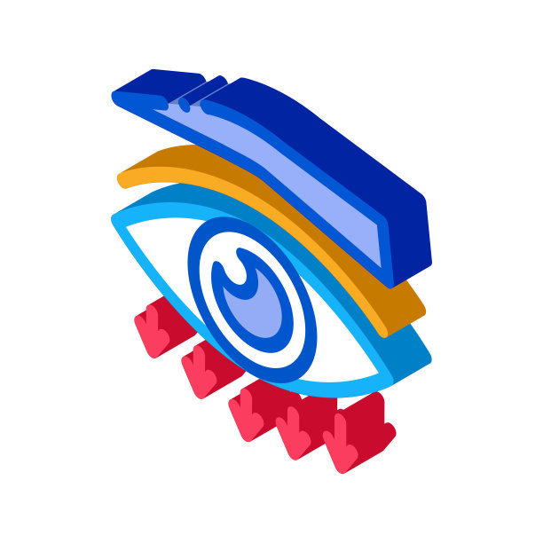 眼睑整形手术等距图标矢量插图图片下载