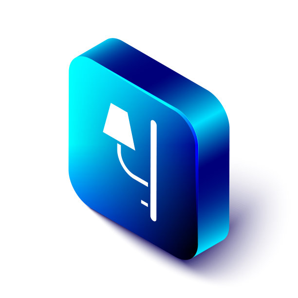 等距墙壁灯图标孤立在白色图片下载