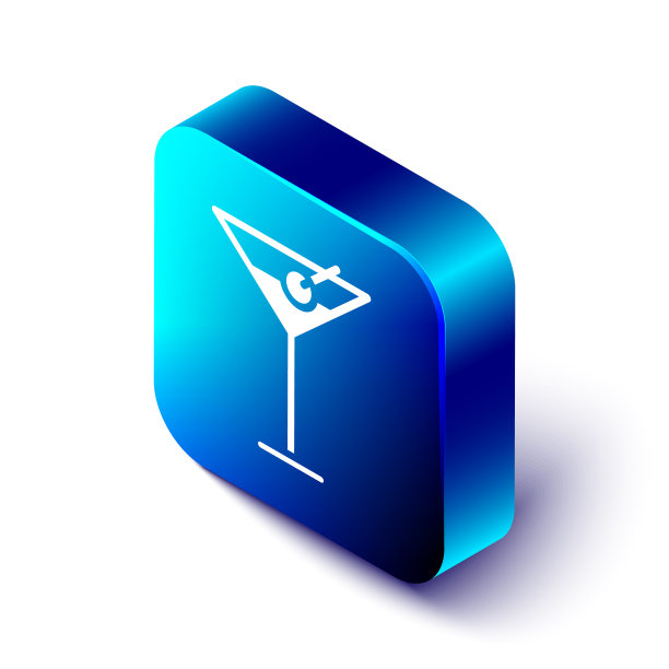 等距马提尼玻璃图标孤立在白色图片下载