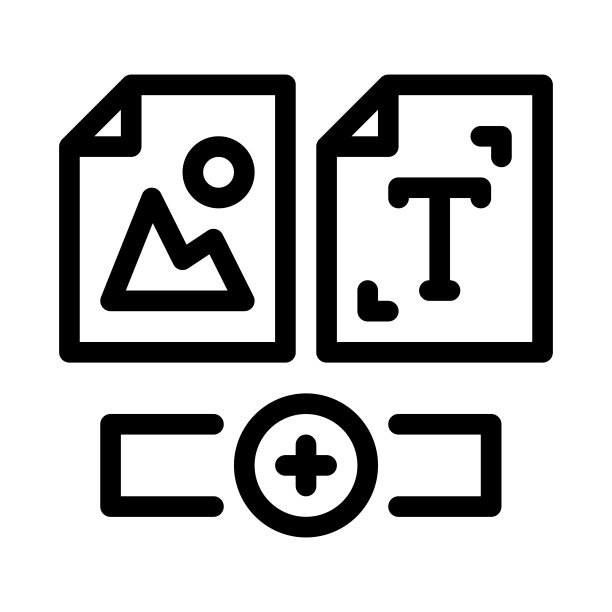 Web端图像和文本图标矢量大纲插图图片下载