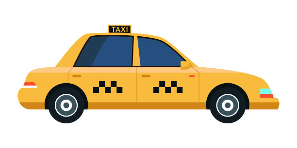 黄色出租车设计在侧面孤立的白色背景图片下载