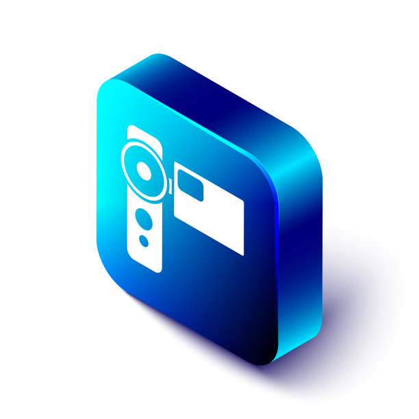 等距电影摄像机图标孤立在白色图片下载