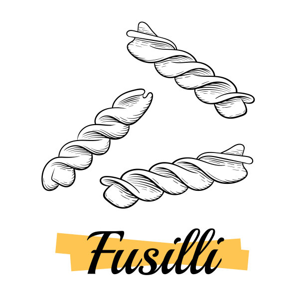 意大利螺旋面。绘画、雕刻、水墨、线条艺术。意大利菜的传统。用于菜单设计、包装等。图片下载