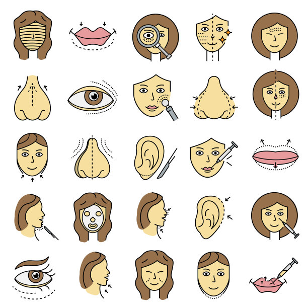 提升面部图标设置线颜色向量，轮廓风格图片下载