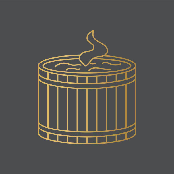 木制热浴缸桶图标图片下载